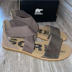 EUC!! SOREL Women’s 8 Ella Sandal Ash Brown